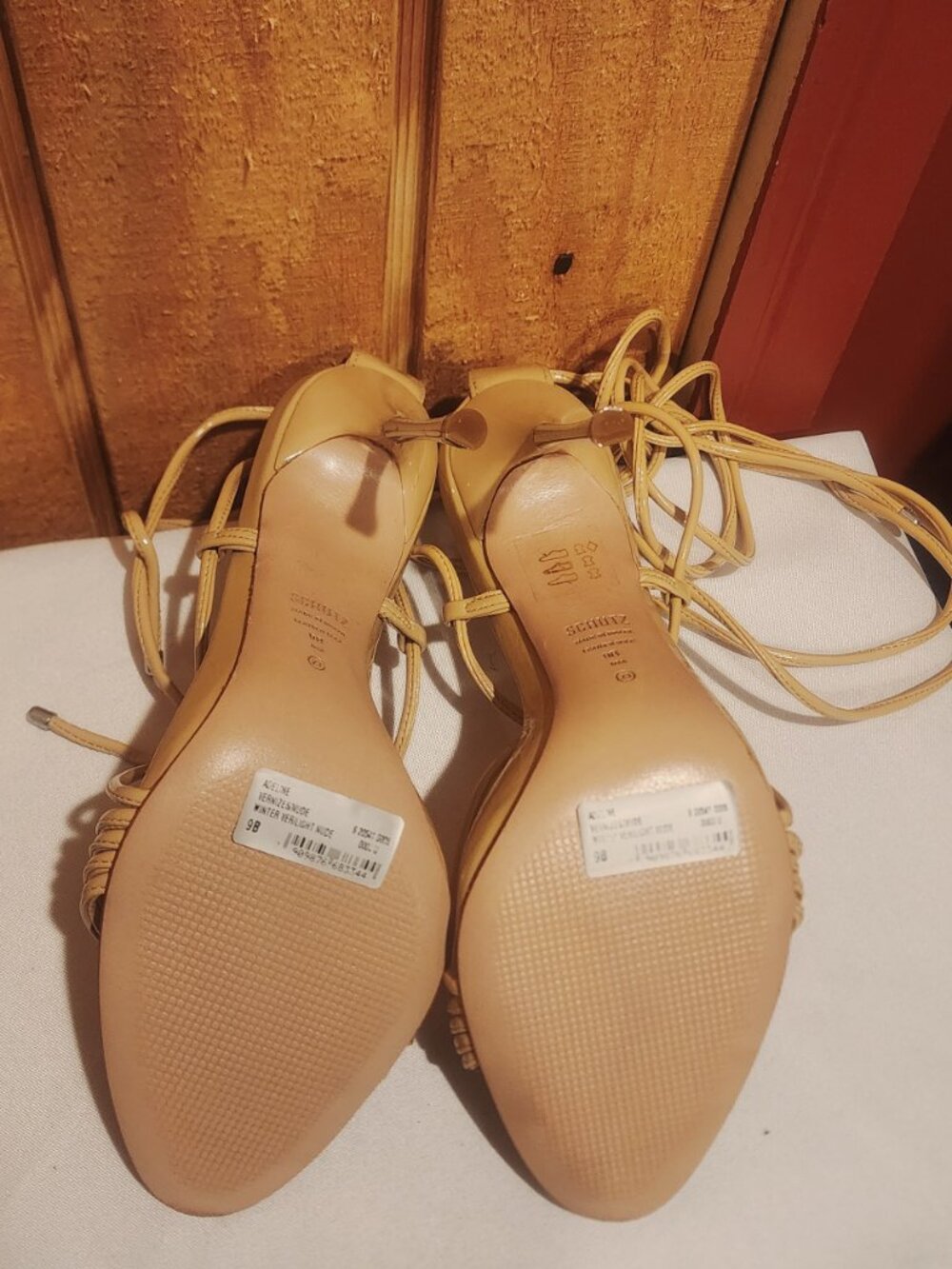 SCHUTZ ADELINE NWOB Nude Patent Strappy Stiletto Size 9B - Picture 4 of 6